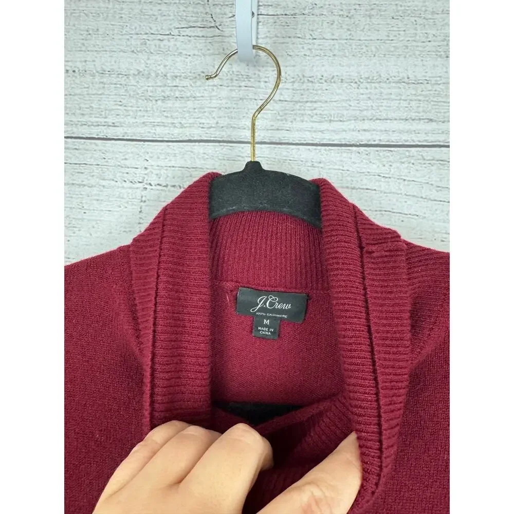 J.Crew Women's Burgundy Red Cashmere Turtleneck Knit Sweater Size Medium